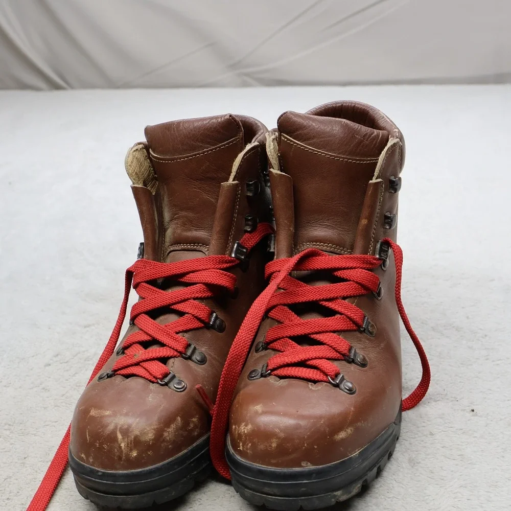 Scarpa Men 8.5 EU41.5 Hiking Boots Brown Leather Mountaineer Trek Italy Rain VTG
